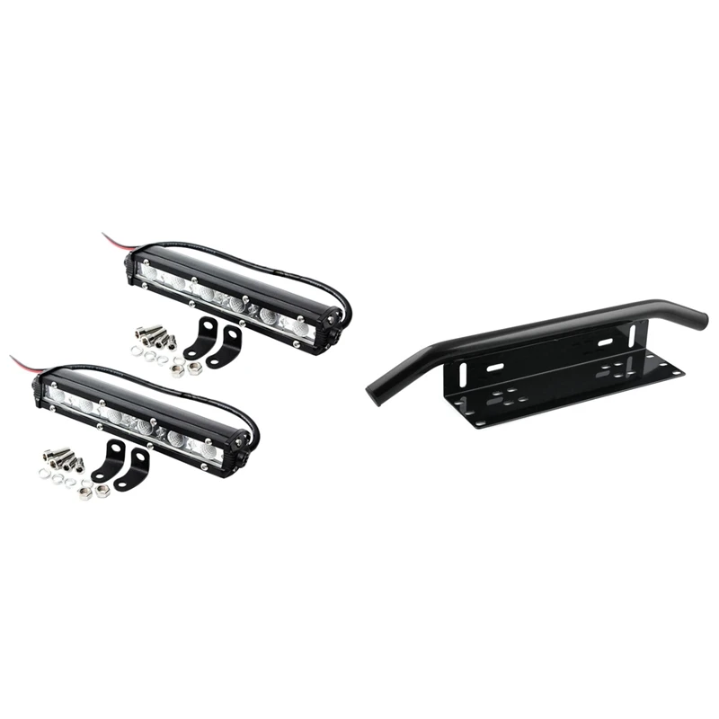 

1X Aluminum Alloy Car Bumper License Plate Bracket & 2 X 36W 7Inch Led Work Light Bar Spot Driving Fog Light Off