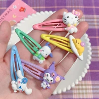 kawaii sanrio kuromi hair accessories anime cute hello kitty cinnamoroll pachacco cartoon headdress hairpin toys for girls