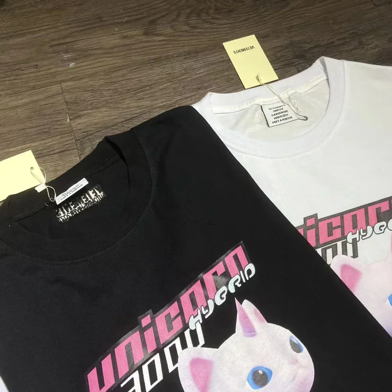 

Oversized VTM Black Short Sleeves Pure Cotton 1:1 High Quality Unicorn Printing T-Shirts