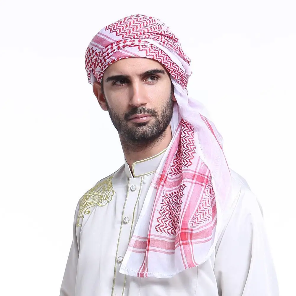 Islamic Foulard Print Scarf Men Arab Headwear Hijab Scarf Turban Arabic Headcover For Women Muslim Clothing Prayer Turbante C0T3
