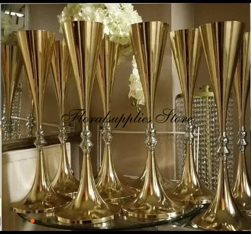 

Wholesale 70 cm Tall Wedding Gold Flower vase Bling Table Centerpiece Sparkling Wedding Decoration Banquet Road Lead