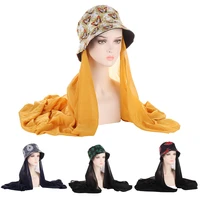 fashion summer print muslim bucket hats summer women chiffon scarf sports sun protection hat elegant windproof fisherman cap