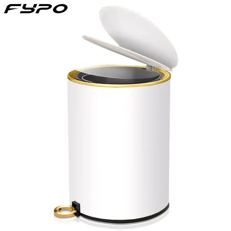 

Round Step Trash Can,Stainless Steel Foot Pedal Waterproof Trash Bin,Pedal Bins with Lid for Bathroom Toilet Bedroom Kitchen