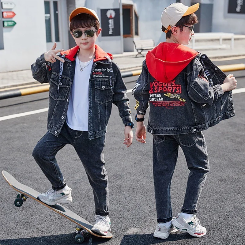 2 шт./комплект Детские хлопковые джинсы + штаны