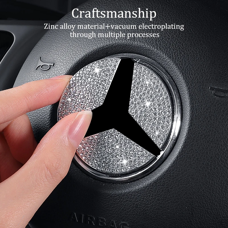 Автомобильная эмблема рулевого колеса с кристаллами 45/49 мм наклейка для Mercedes Benz A