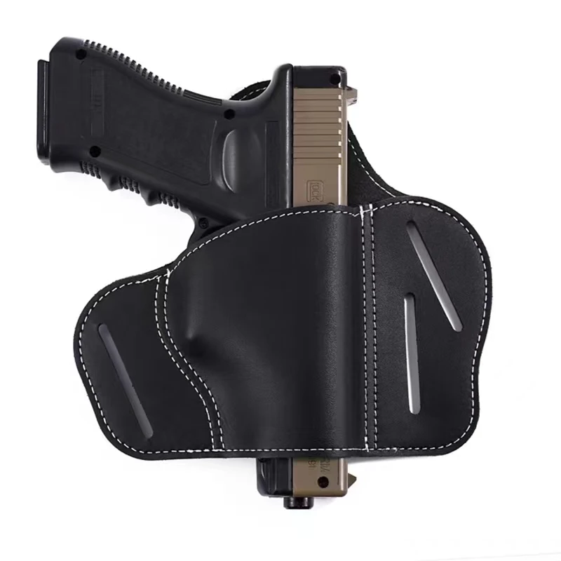 

New General-purpose Cowhide Black Invisible Pistol Waist Cover Outdoor Sports Tactical Quick-draw Three-point Belt Pocket