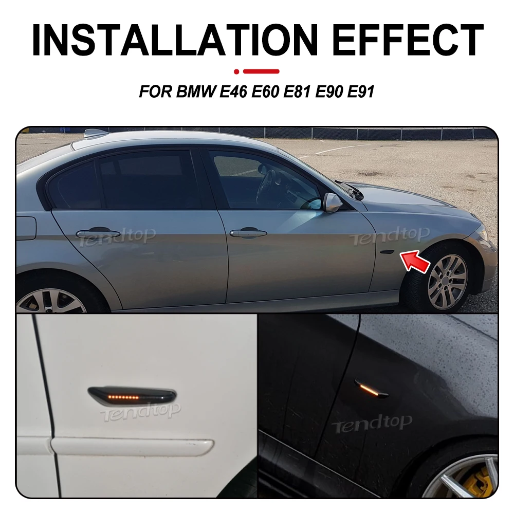 For BMW Flashing Led Dynamic Side Marker Turn Signal Light Indicator for E87 E84 E90 E91 E60 E61 02-05 E92 E93 E81 E82 E83 E88 images - 6