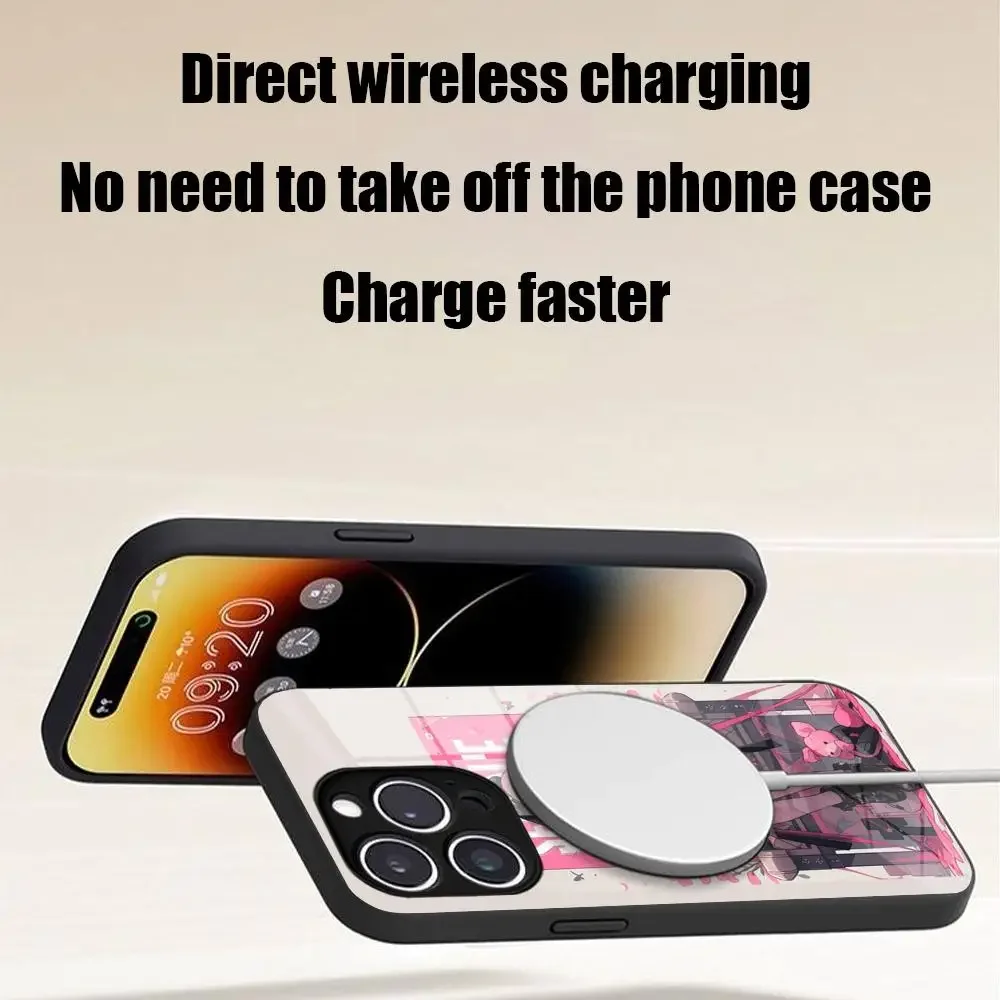Чехол для телефона BlackPinkGirl Y2K закаленное стекло IPhone 14 15 12 Pro Plus 13 11 MAX магнитные