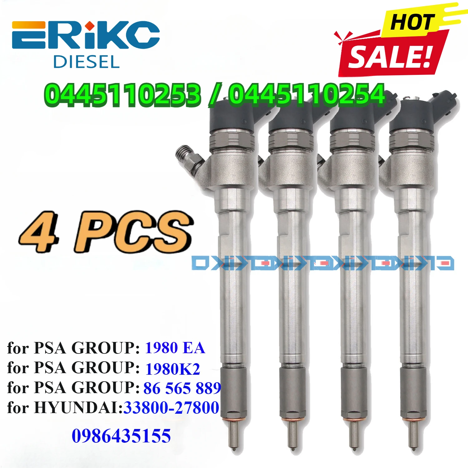 Топливный инжектор с общей топливной магистралью 0445110253 0445110254 4 шт. 0986435155 для HYUNDAI