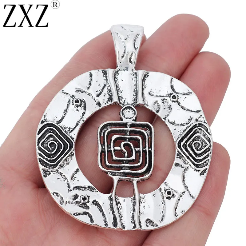 

4pcs Antique Silver Large Swirl Spiral Style Charms Pendants For Necklace Jewelry Making Findings 71x56mm