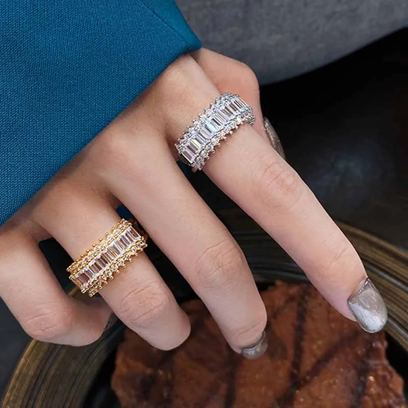 

Zircon Diamond Rings For Women Wedding Gold Colour Ring Korean Style Luxury Designer Jewelry Gift For Girlfriend Bride GaaBou