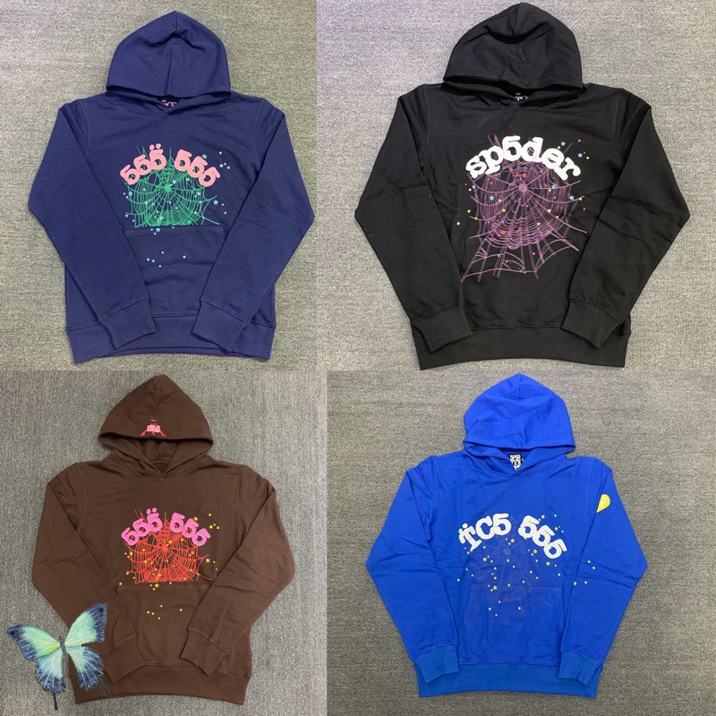 

Men Women Outdoor 5 Spider Hoodies Sweatshirts Suit Young Thug Six Web Terry 3D Foam Print 555555 Hooded