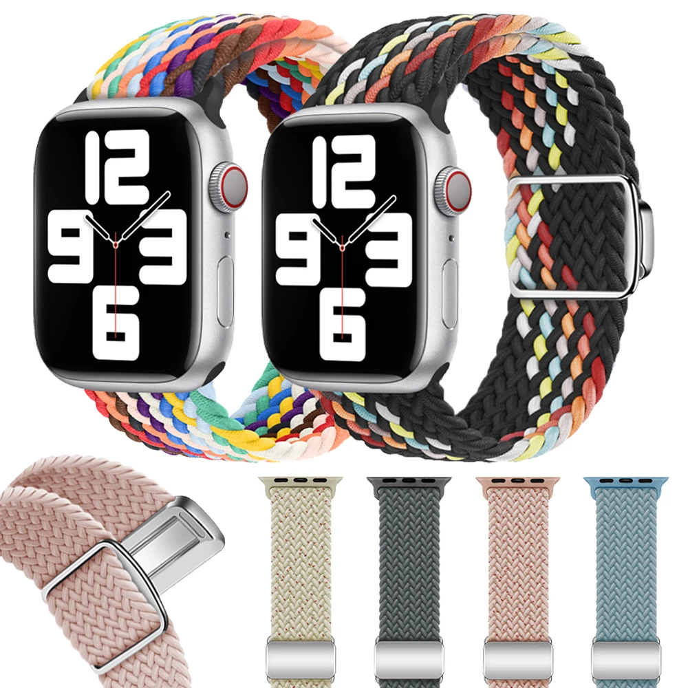 

Nylon Strap For Apple Watch Series 8 7 6 SE 5 4 3 Ultra Correa Magnetic Band iWatch 44mm 45mm 49mm 41mm 40mm 38mm 42mm Bracelet