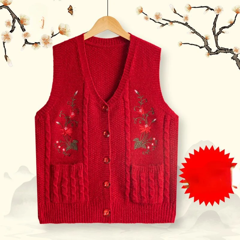 

Autumn New Fashion Woman Sleeveless Loose Cardigan Knitted Sweater Vest V-neck Tops Female Thickening Waistcoats Ladies H106
