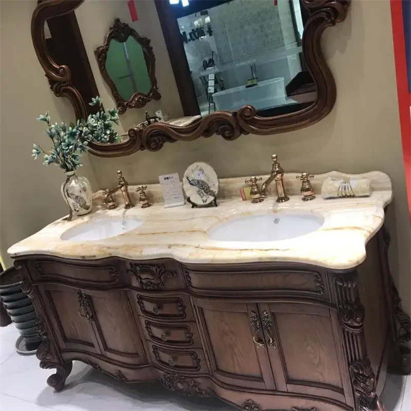 Дубовый шкаф в европейском стиле для ванной комнаты скандинавский и