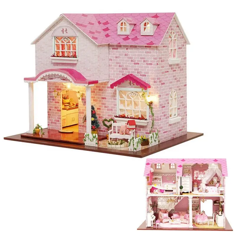 

Комплект миниатюрного домика «сделай сам», набор для кукольного домика «сделай сам», модель для творчества для взрослых и подростков, милый комнатный декор, подарки на день рождения
