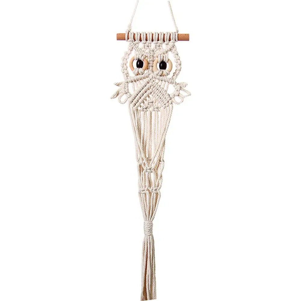

Living Room Cotton Boho Home Decoration Wall Hanging Hand-woven Tapestry Macrame Owl Hanging Basket