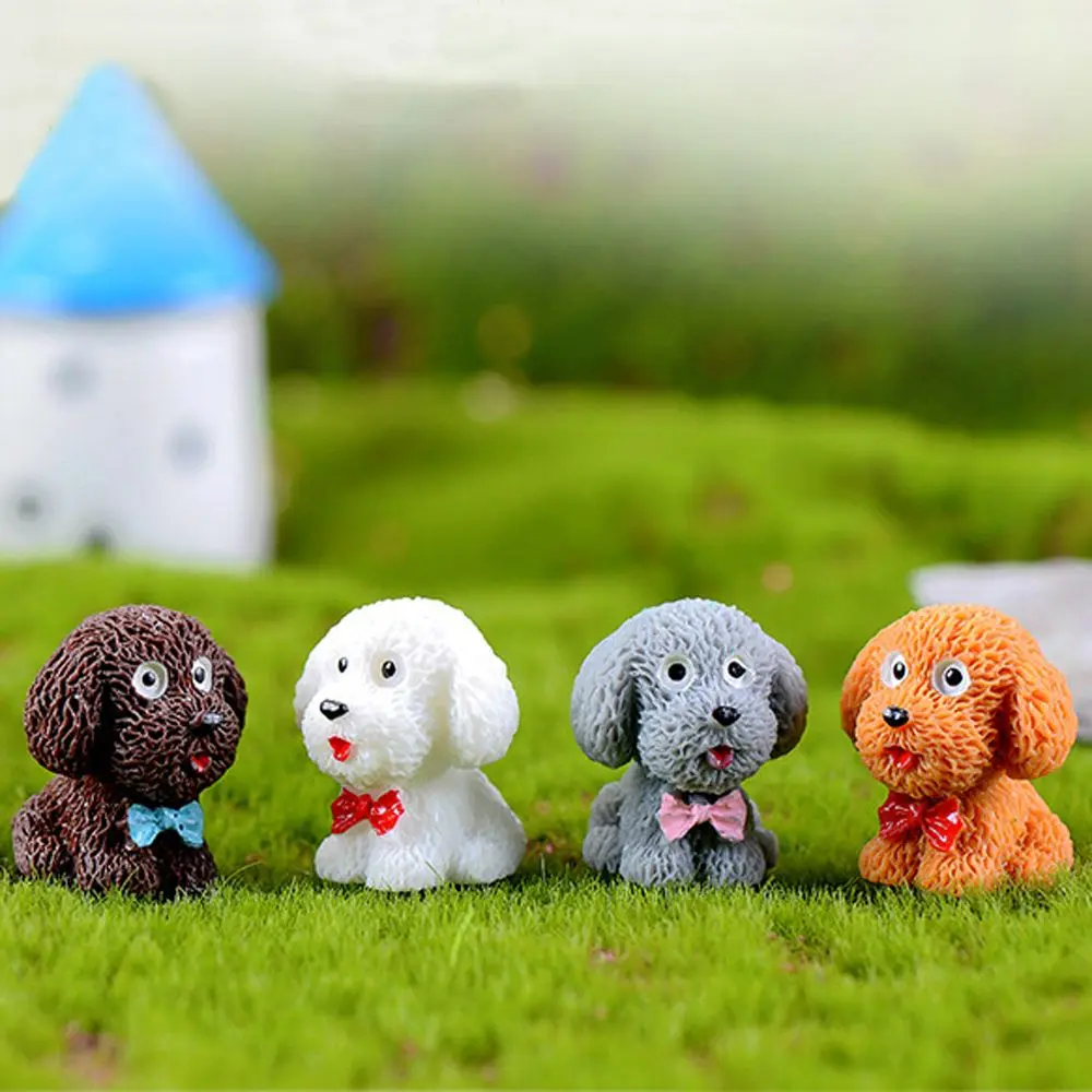 

4Pcs Dog Kawaii Miniaturas Statue Dollhouse Decoração Escritório Huis Tuin Adornos Para Casa Nordic Desk Home Moderno Cute Gift