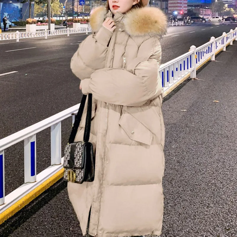 2022 New Winter Thickened Bread Fur Coat Long Down Cotton Coat Women's Korean Version Loose Womens Coat Cotton Jacket Women
