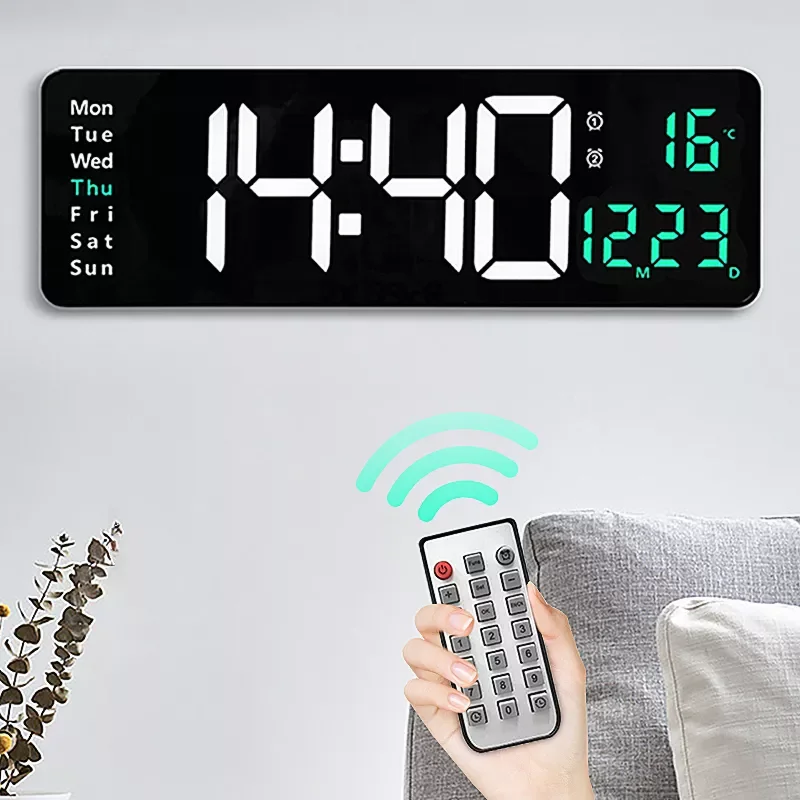 

Большие цифровые настенные часы с дистанционным управлением, настольные часы с отображением даты и недели, с функцией отключения питания и ...