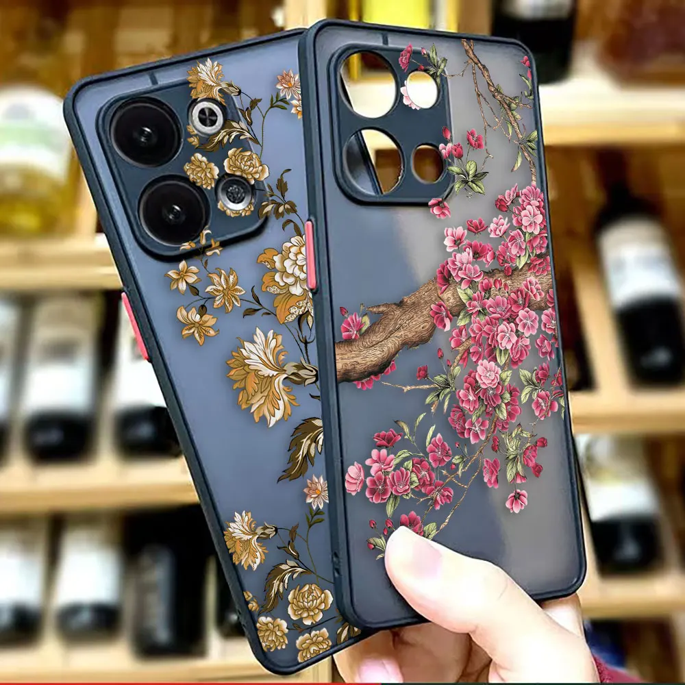 

Fashion Lovely Vintage Leaves Flower Birds Matte Case for OPPO RENO 8 8T 7Z 7 6Z 6 5 4 3 PRO PLUS Case Funda Capa Shell Cover