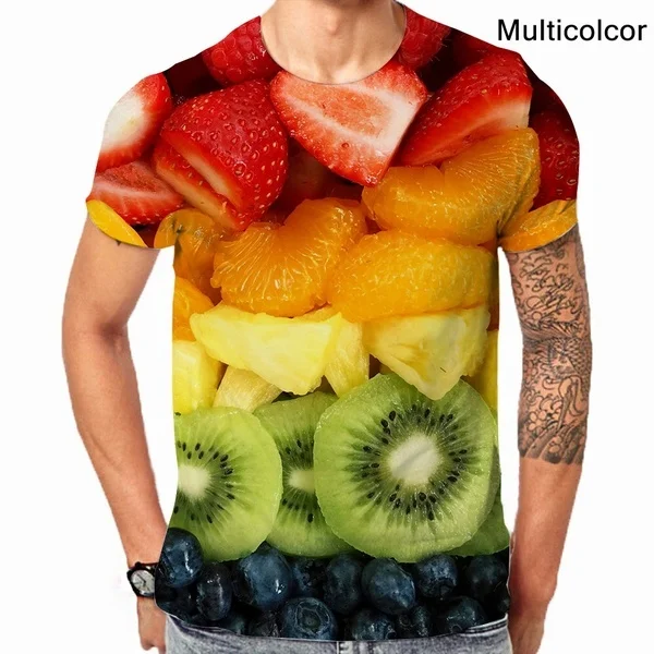 

Colorful Fruit Graphic Short-sleeved T-shirt 3D Men Tee