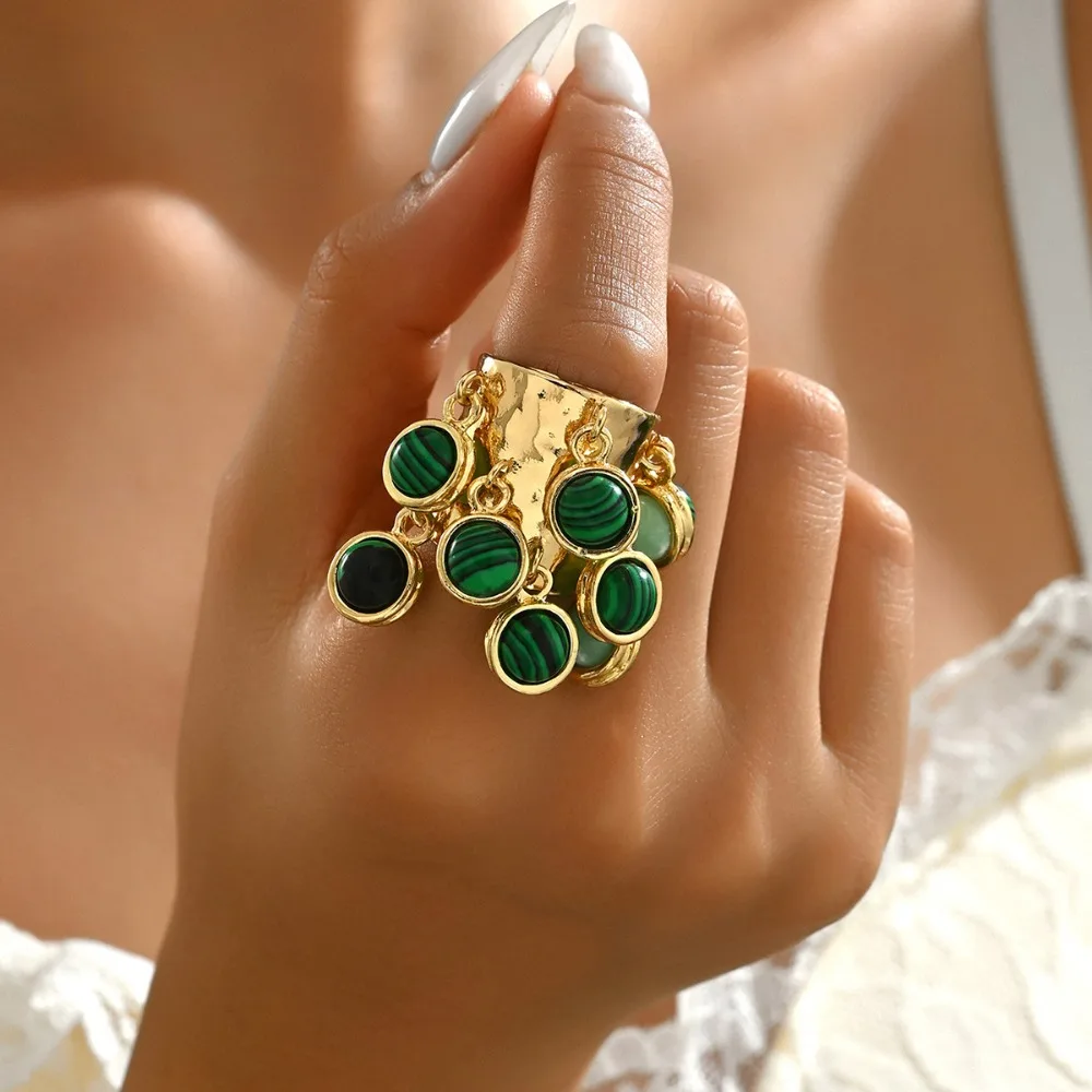 Модное дизайнерское винтажное Открытое кольцо с бахромой регулируемые