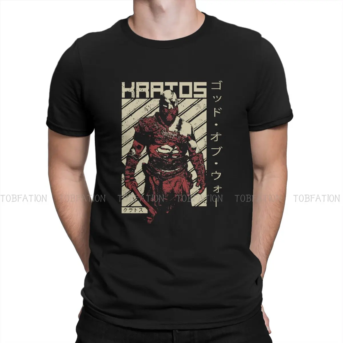 

Retro Kratos Classic Men TShirt God of War Game Crewneck Short Sleeve Fabric T Shirt Humor Top Quality Gift Idea