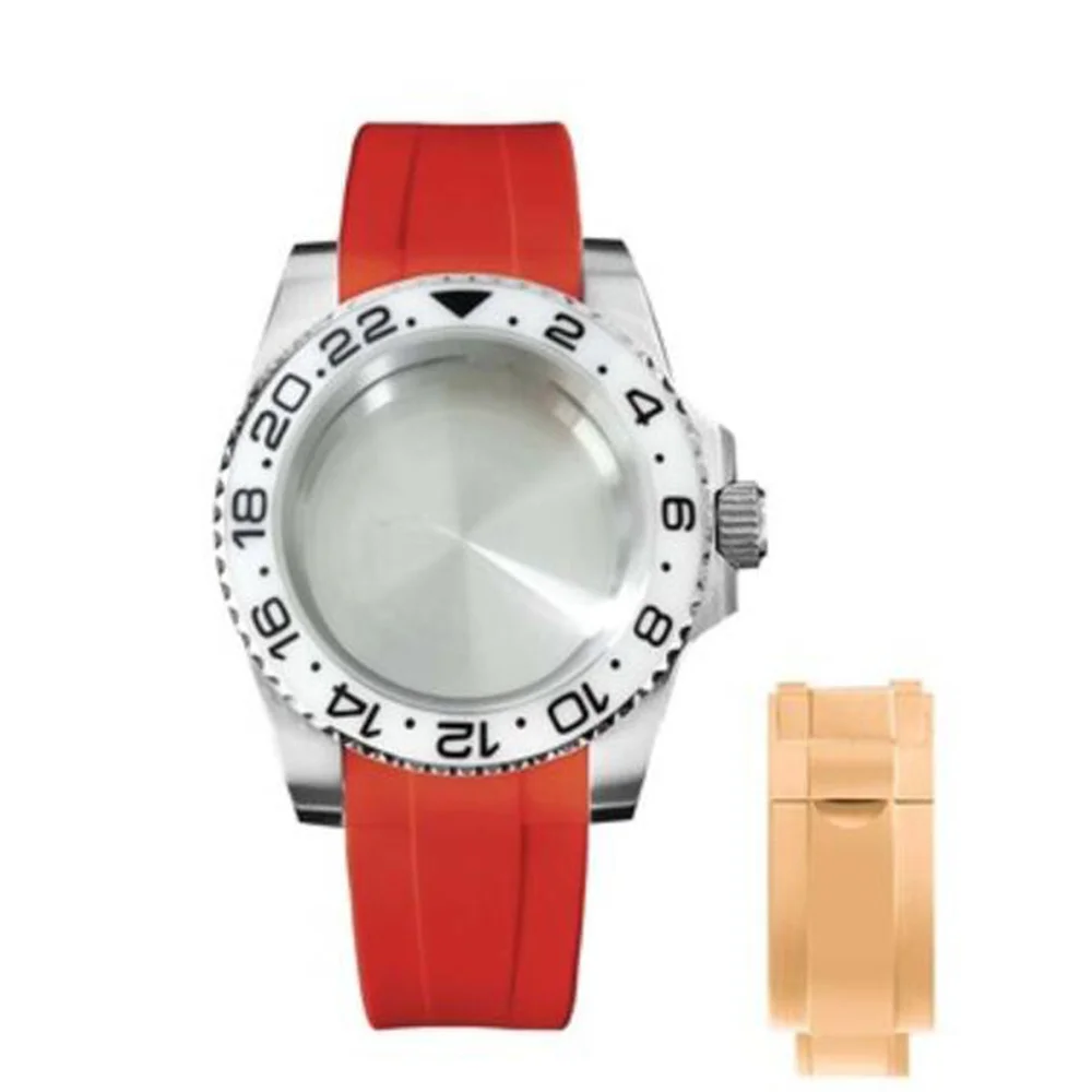 

Sapphire Glass Stainless Steel Watch Case +Silicone Strap Kits for NH35 Movement Watchband Protective Shell Wristwatch Cover