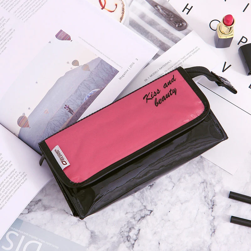 

ORZ Makeup Bag With Mirror Small Black Waterproof Handbags Travel Toiletry Bag Lipstick Storage Organizer Women's Cosmetic Bag