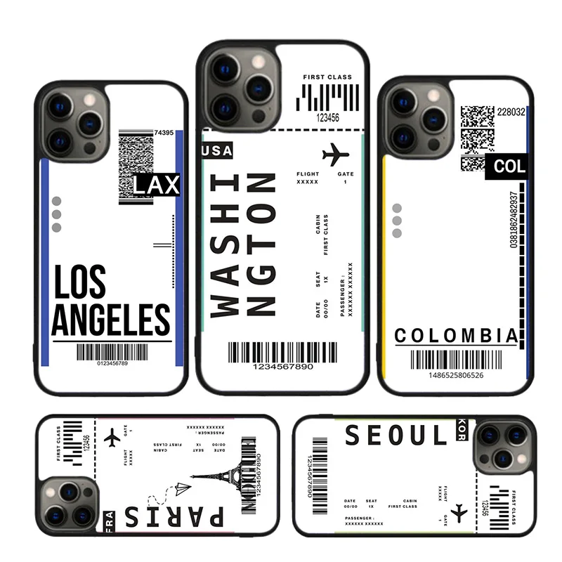 Airline Ticket Barcode Phone Case for iPhone 16 15 14 12 13 mini PLUS X XS XR 11 PRO MAX Back Cover Fundas Shell