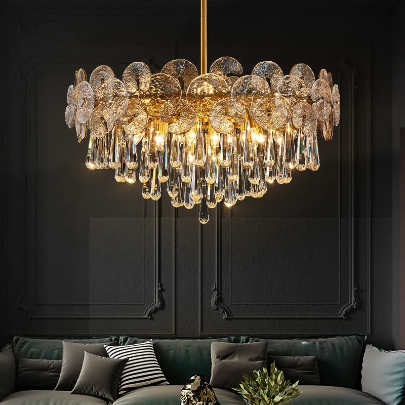 

Nordic Luxury Living Room Lotus Pendant Lamp 2023 Modern Crystal Chandeliers Bedroom Restaurant Hotel Home Decor Lustre Fixtures