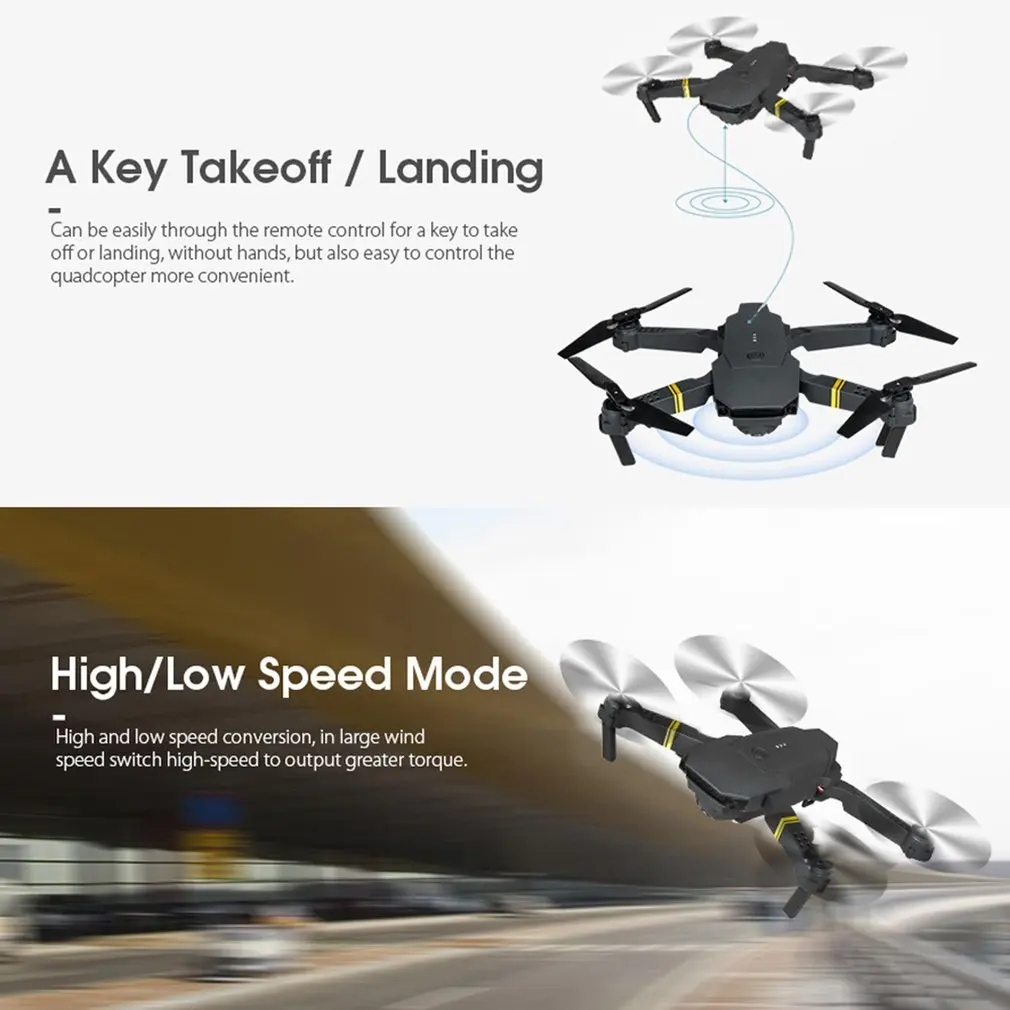 360 Degree Aerial Camera E58 Drone Mini HD Wifi With 4-Axis Foldable Arm Quadcopter Real-Time Image Transmission Fixed Height |