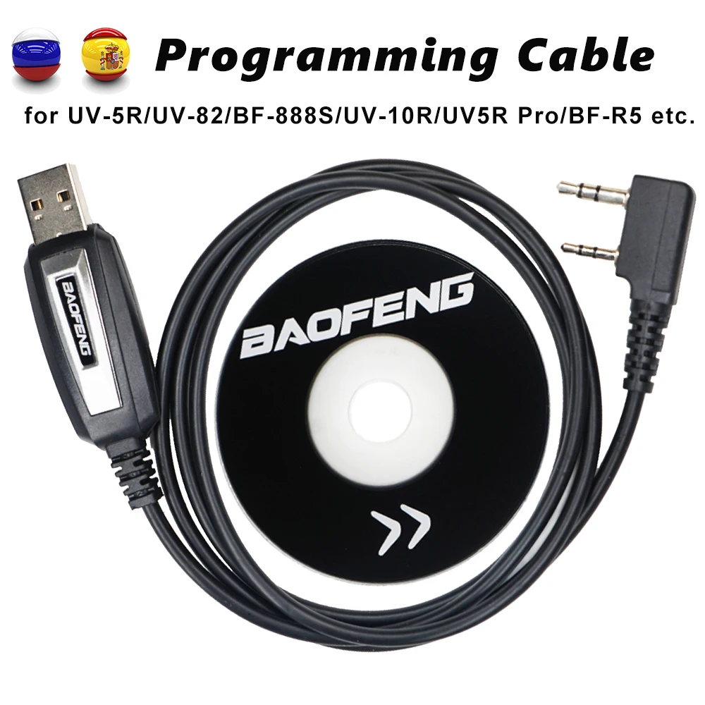 

USB Programming Cable with Driver CD for Baofeng UV-5R Serise BF-888S Two-way Radio Kenwood Wouxun Walkie Talkie Accessories
