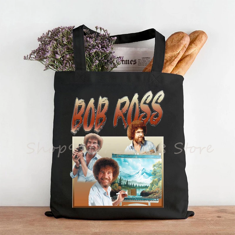 

Винтажная Холщовая Сумка в стиле 80-х Боб Росс, шоппер в стиле Харадзюку, Вместительная женская сумка, винтажная Классическая сумочка на плеч...