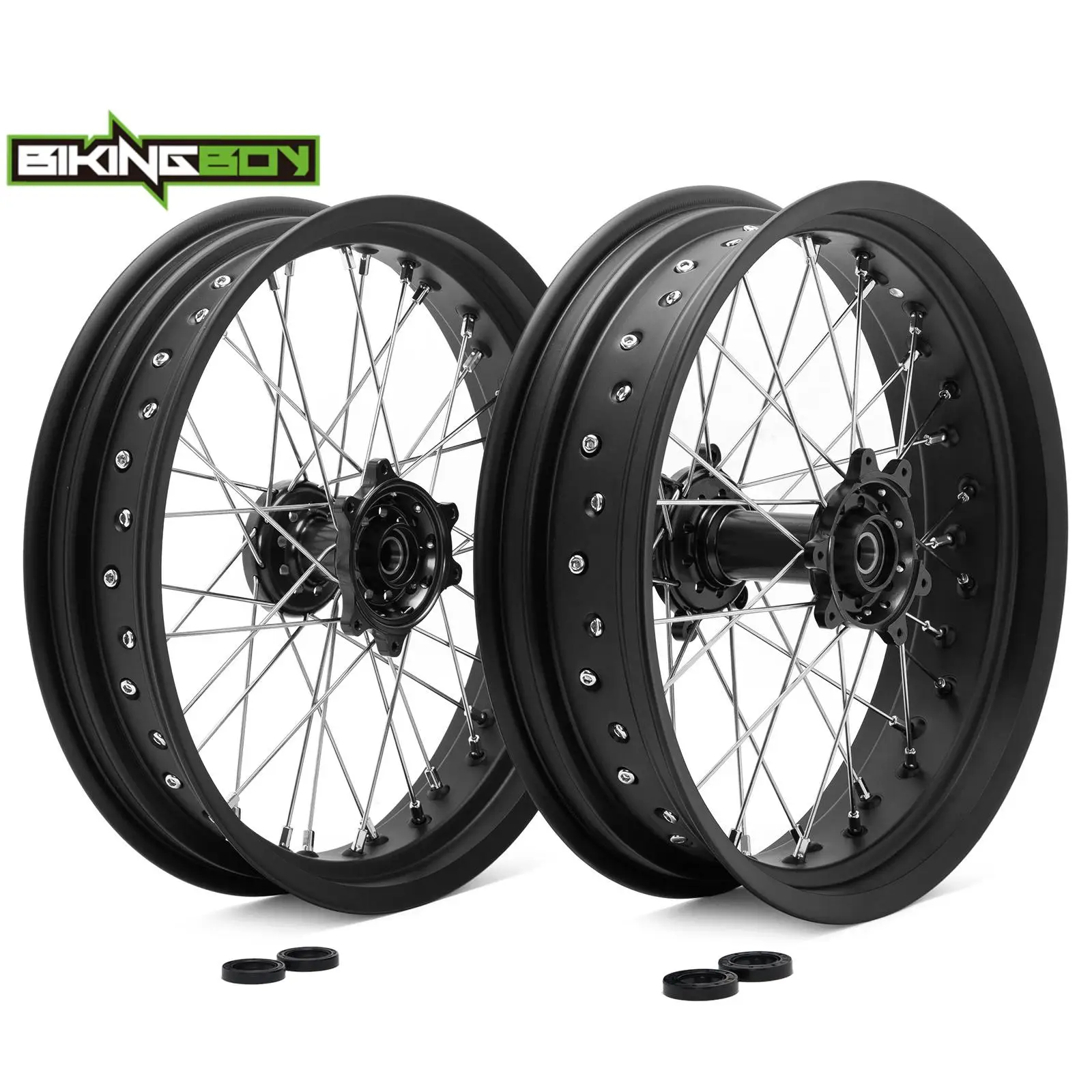 Фото BIKINGBOY Supermoto Передняя 17-дюймовая 3,5-дюймовая задняя ступица колеса 17 дюймов 4,25 дюйма для Surron Ultra Bee Sur-ron UB Electric Dirt Spoke Полный комплект №1