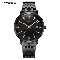 sinobi brand business mens watches 38mm dial plate calendar stainless steel strap high quality sports mens wristwatch