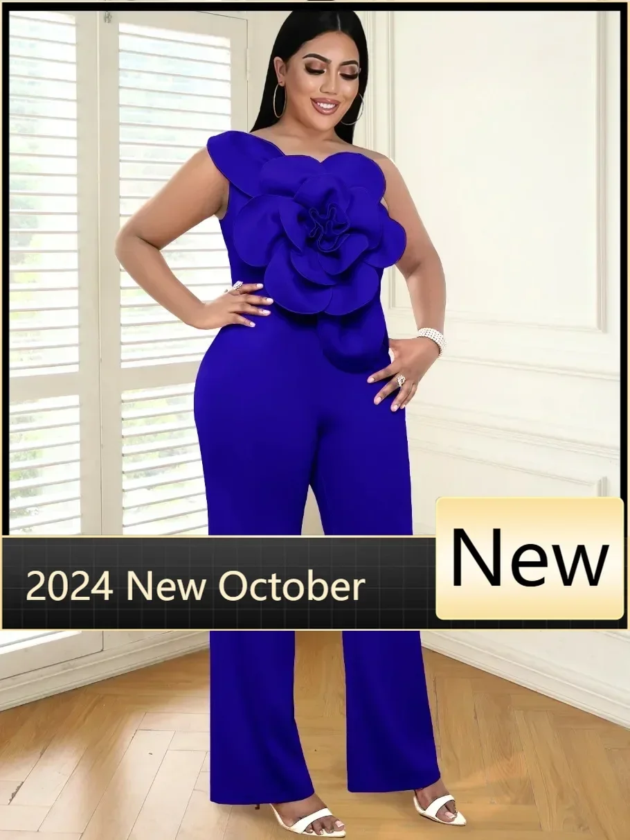 Женские комбинезоны с цветочной аппликацией на одно плечо и высокой талией