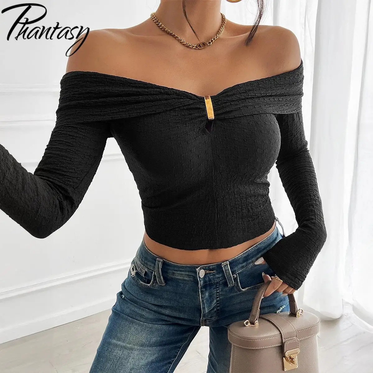 Phantasy Y2K Женские футболки с длинным рукавом Топы для женщин и блузки 2024 Нарядные