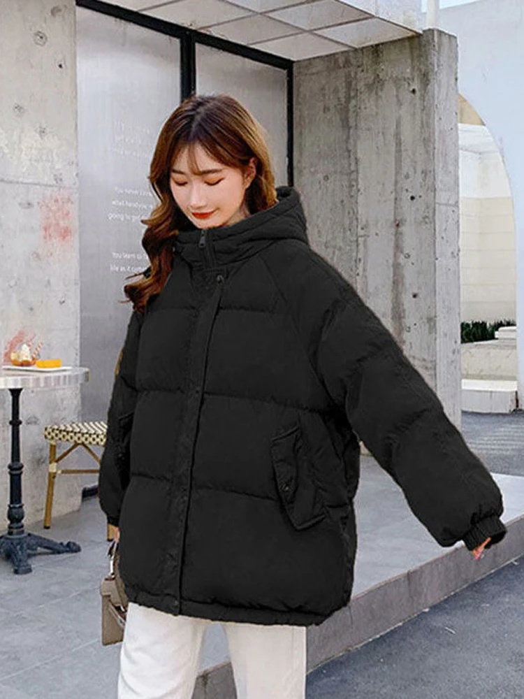 2022 Women Jacket Winter Fashion Thick Hooded Cotton Padded Coats Female Korean Loose Puffer Parkas Ladies Oversize Outwear