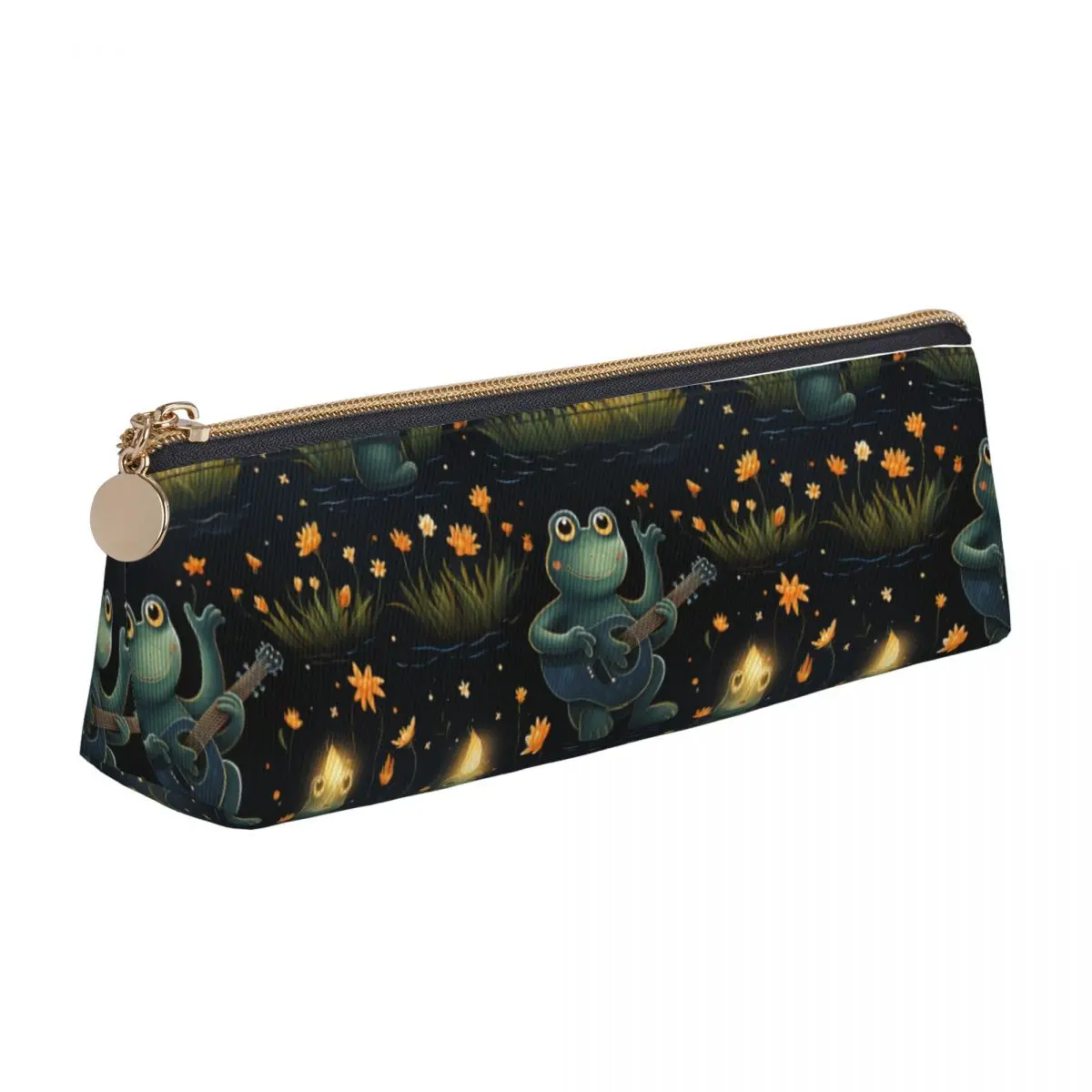 Case Lights Flower Kawaii Zipper Pencil Box For Child University Leather Pen Bags