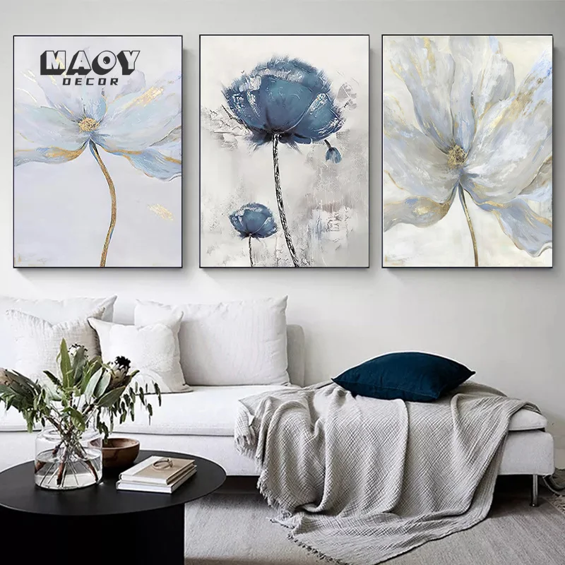 

Scandinavian Flower Canvas Poster Wall Art Abstract Painting Print Feather Decoration Picture for Living Room Nordic Home Decor