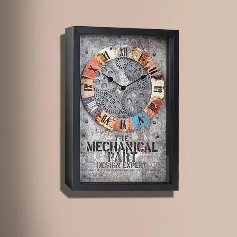 

Nordic Retro Iron Turning Gear Wall Clock American Metal Creative Clock Living Room Decorative Personality Hands Clock
