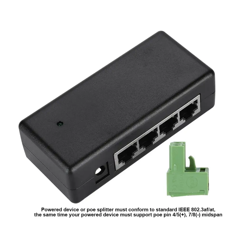 

DC12V-48V 4 порта PoE адаптер питания Профессиональный инжектор электричества