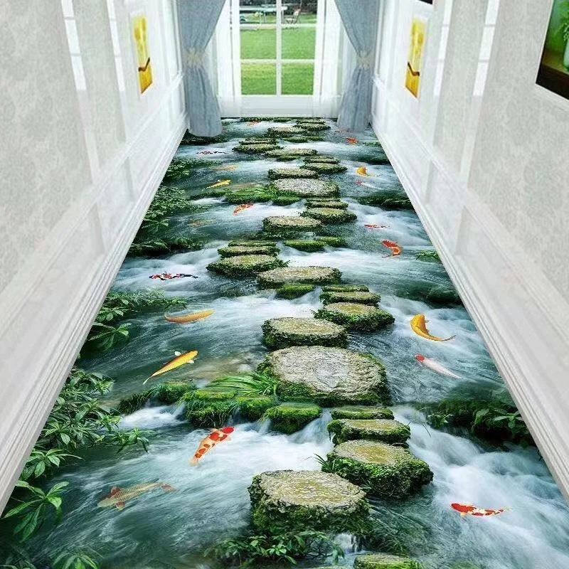 3D Carpet 2M/3M Corridor long carpet hallway rug aisle floor mat aisle long porch living room household stone fish flower carpet