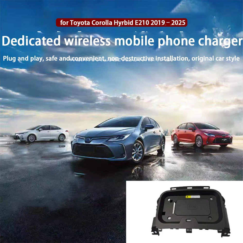 Фото Для Toyota Corolla Hyrbid E210 2019-2025 Беспроводное зарядное устройство для хранения центральной консоли для мобильного телефона QI 18 Вт Панель быстрой зарядки Magsafe №2