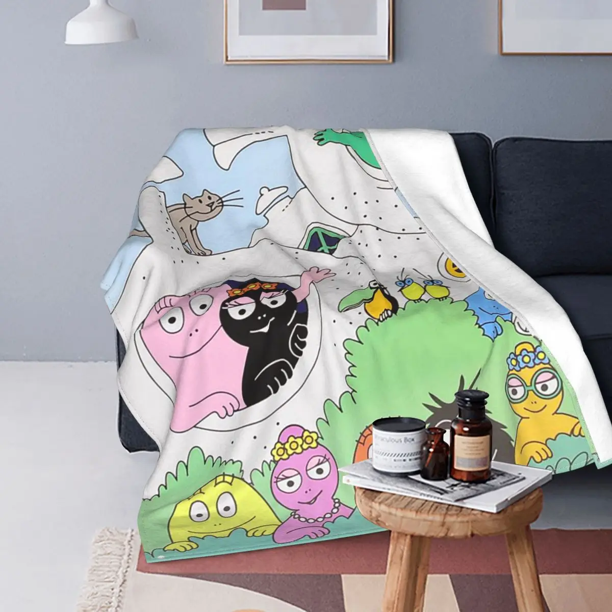 

Les Barbapapa Family Flannel Blanket Cute Awesome Throw Blanket for Home 125*100cm Plush Thin Quilt