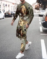the lion king mens long sleeve t shirt 2 piece retro fashion 3d printed sportswear loose fashion streetwear
