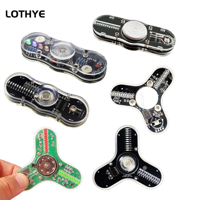 

LOTHYE LED Fingertip Gyro Making Kit DIY Gyroscope Electronic Kit Luminous Fidget Spinner Fun Soldering Skills Practice DIY Kit