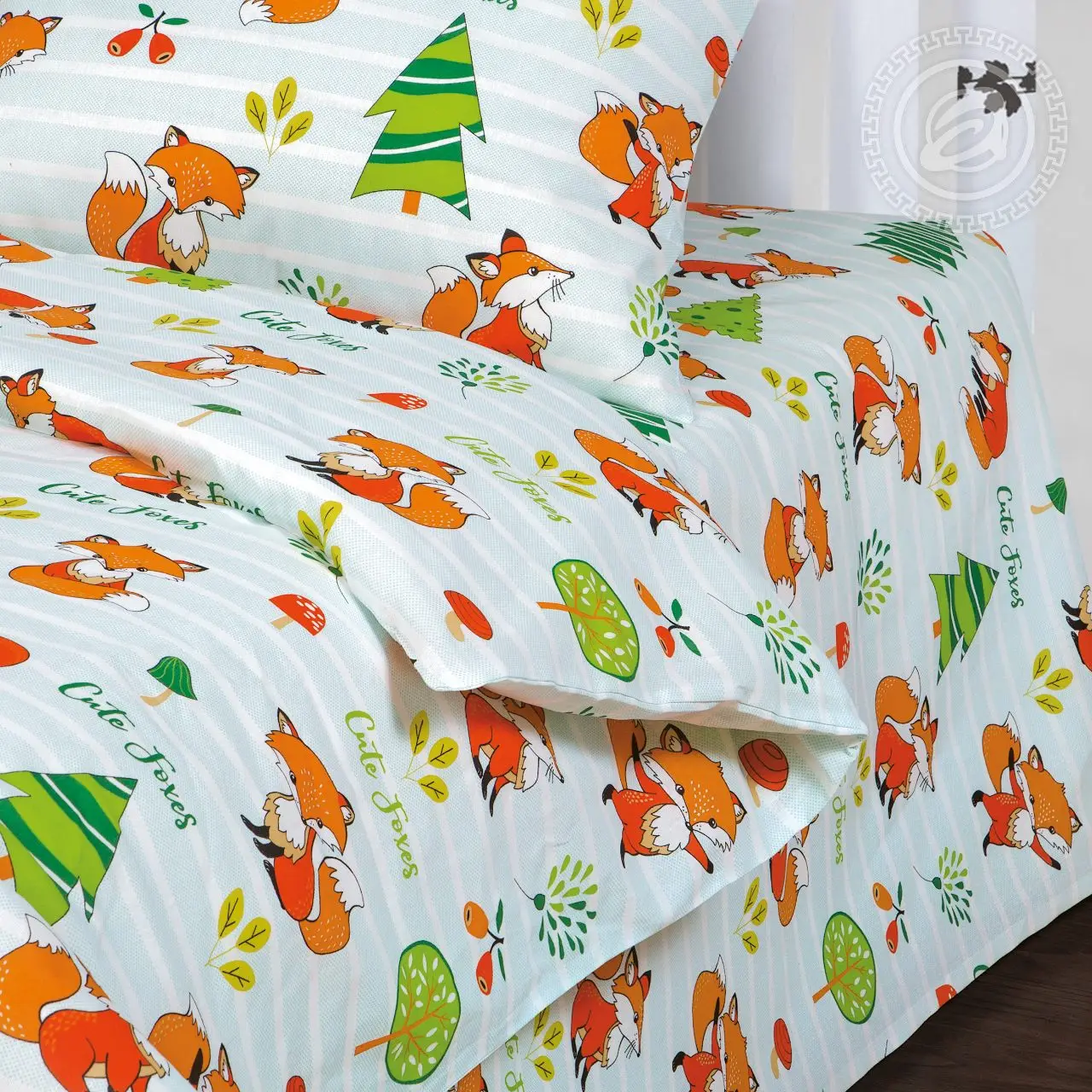 Комплект постельного белья из бязи для детей Лисята